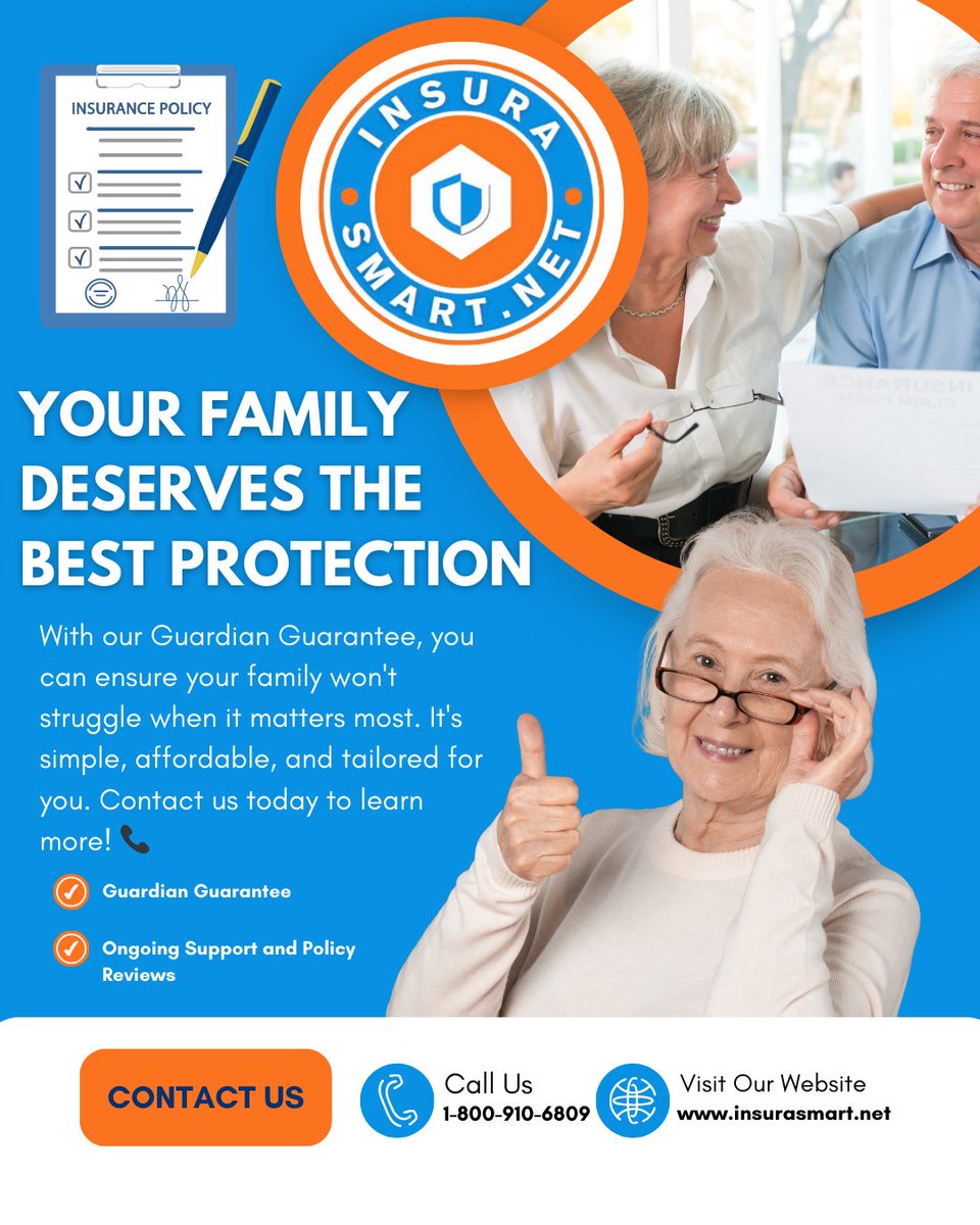 Insurasmartnet's tweet image. Protect your loved ones with confidence. With InsuraSmart.Net Guardian Guarantee, your family’s future is secure and affordable. 
#insurance #GuardianGuarantee #InsuraSmart #LifeInsuranceSimplified #vairal