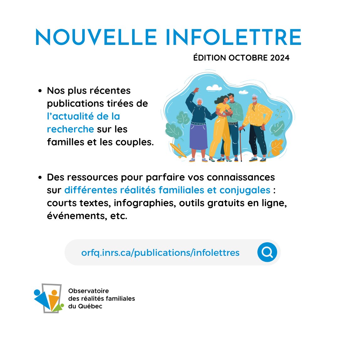 Découvrez nos textes et infographies dynamiques et accessibles présentant les récentes avancées de la #recherche autour des #familles et des #couples. En octobre : #séparation, #médiation, #DPJ, #RQAP, #NonMono et plus. ➡️bit.ly/IL_Oct2024