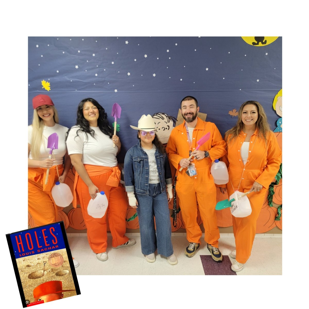 JMagdalen_IES's tweet image. Diggin up the Holes! 5th grade inmates of Camp Green Lake and their warden... Happy Halloween! @Ituarte_ES #TeamSISD #ItsAnItuarteThing #YouMeRIE