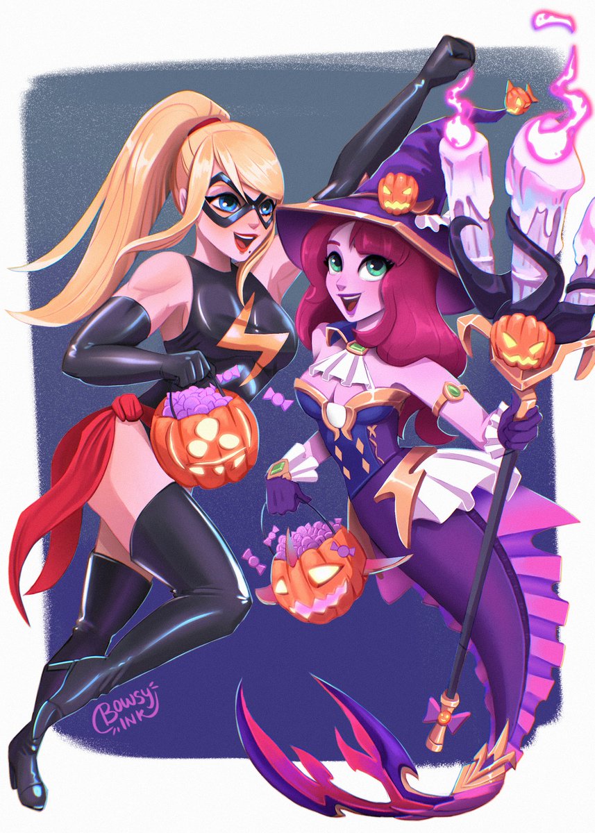 bowsyink's tweet photo. Halloween Samus &amp; Nami COM 🎃💖 https://t.co/svOLe4wt7l