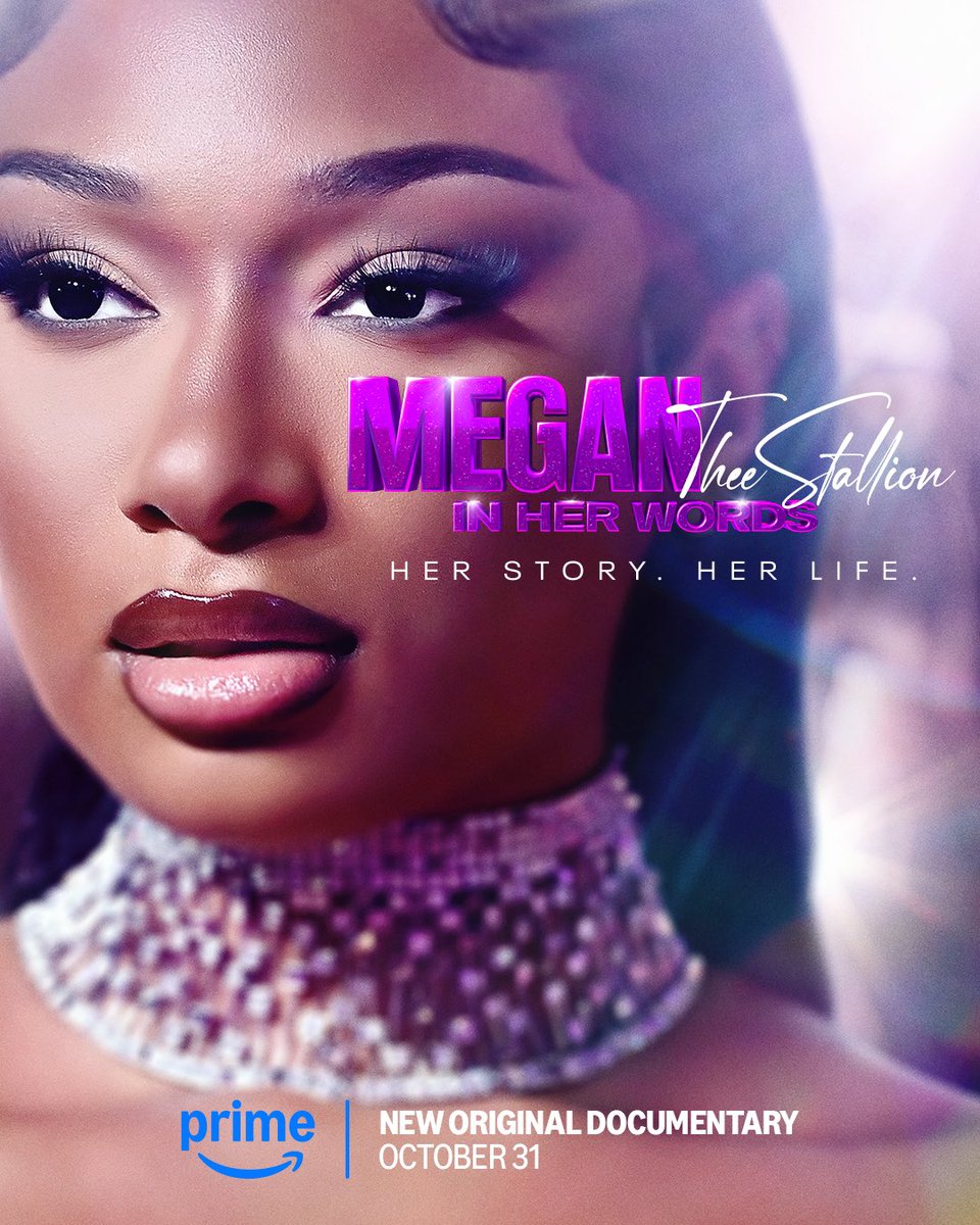GOODMORNINGGGG HOTTIES 
My documentary Megan Thee Stallion #INHERWORDS is available NOW on @primevideo 💜 Thank you to all the hotties who came to thee premieres in theatres last night ✨