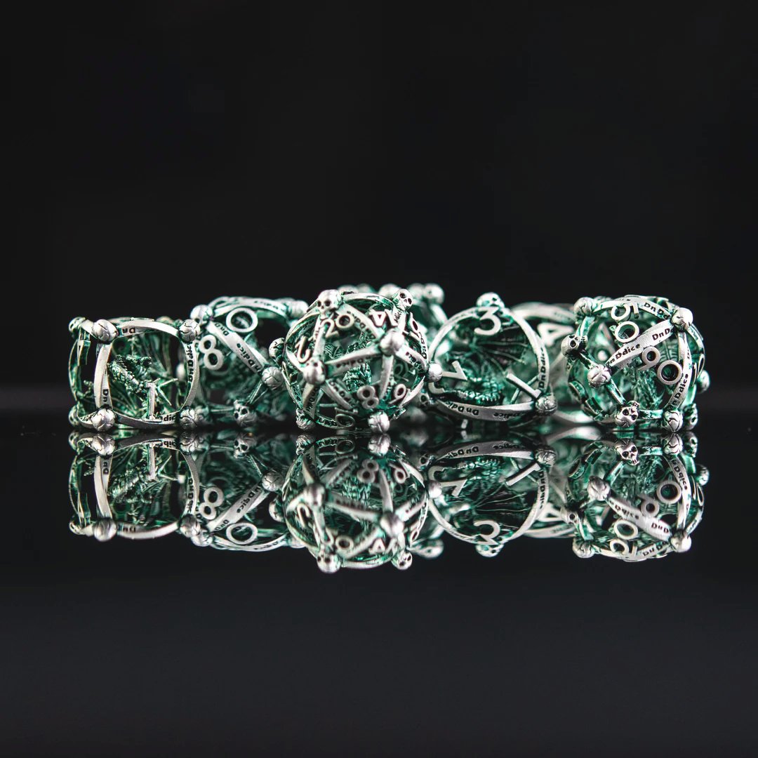 MistyMtnGaming's tweet image. Embrace the dark and mystical this Halloween with our Draco Immortui Hollow Metal Dice Set. Perfect for games that crave a little extra bite! 🎃🐉💀 

shorturl.at/DCsNk
#DND #DiceAddict #NerdyThings #RollForInitiative #TabletopRPG