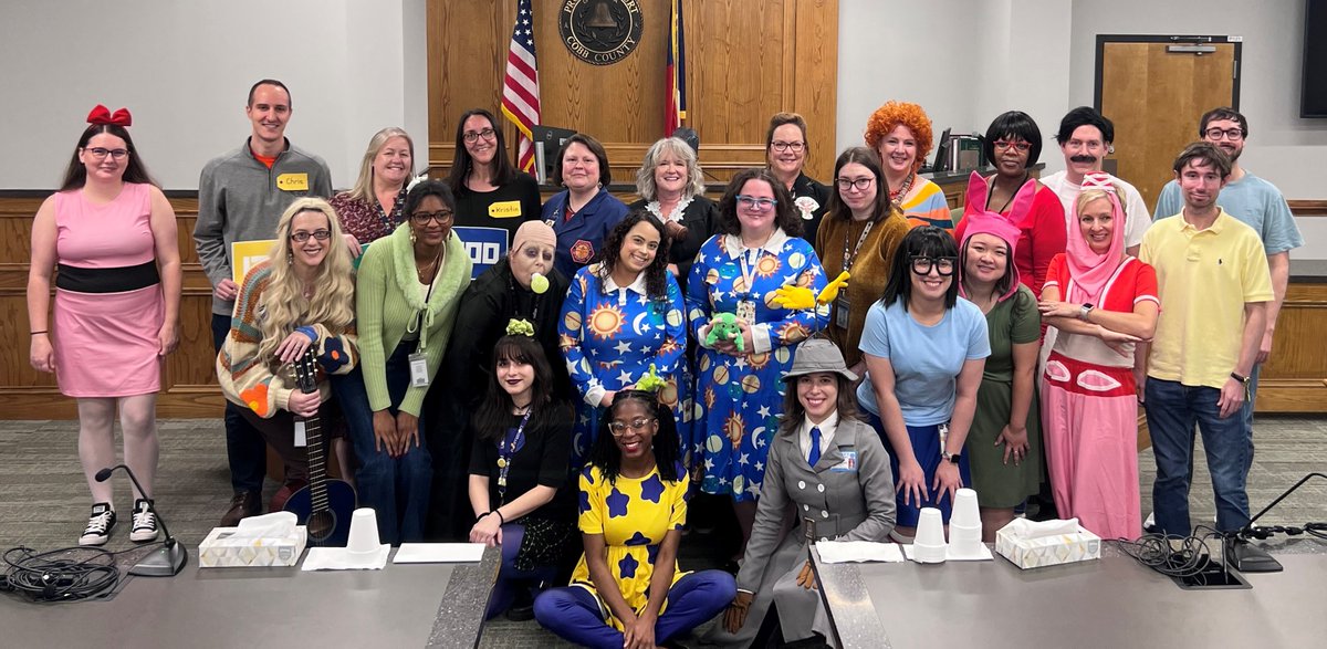 CobbProbate's tweet photo. Happy Halloween from your friends at the Cobb Probate Court.  Theme this year.....Nostalgic TV characters.  Any guesses? https://t.co/gkKjQEiMLQ