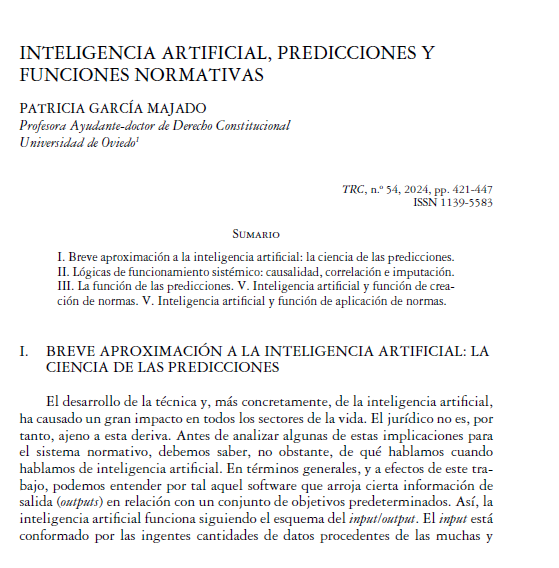 revistaTRCUNED's tweet photo. La profª Patricia García Majado de @uniovi_info @Patriciagmajado publica en TRC 54 el trabajo INTELIGENCIA ARTIFICIAL, PREDICIONES Y FUNCIONES NORMATIVAS

En breve, disponibl en
https://t.co/FgEisD7Qsc https://t.co/aw2x0kf1Wi