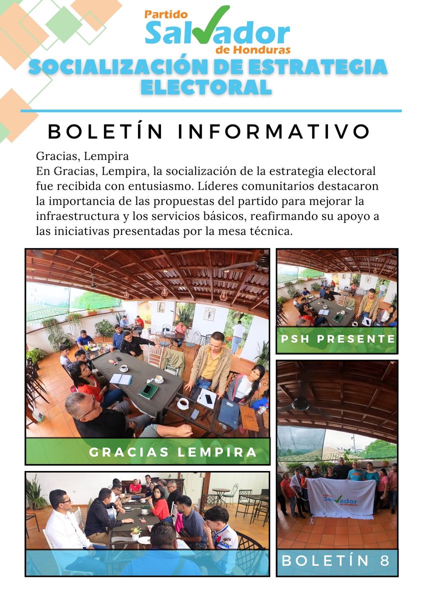 En Gracias, Lempira, la socialización de la estrategia electoral fue recibida con entusiasmo. Líderes comunitarios destacaron la importancia de las propuestas del partido para mejorar la infraestructura y los servicios básicos, reafirmando su apoyo a las iniciativas presentadas.