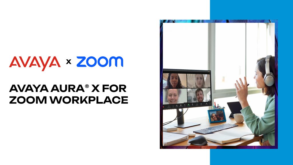 Avaya's tweet photo. Avaya x @Zoom teamed up to provide a seamless interface merging Avaya Aura's enterprise-grade voice features with Zoom Workplace AI-powered collaboration tools. Get ready for a new level of communication & collaboration! Learn more: https://t.co/ycdyYSHCJR #ExperiencesThatMatter https://t.co/k3XdEsCuFN