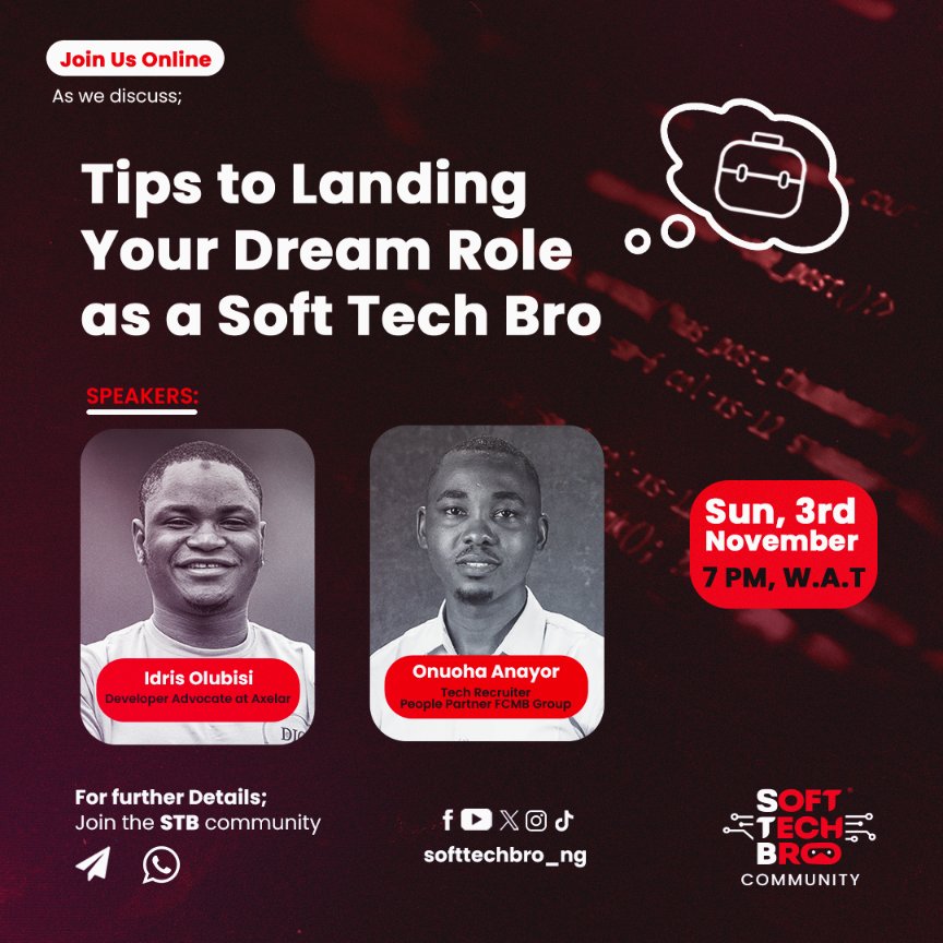softtechbro_ng's tweet image. 3 days to go Guysss!! Mark your calendars, so you don&apos;t miss this discussion on how you can secure a remote job as a Techie. See you there!😎

[ #techdiscussion #space #tech pepper Lojay SayNoToAndrocide Auchi KateHenshaw SamLarry MissUniverse  Women Men #X ]