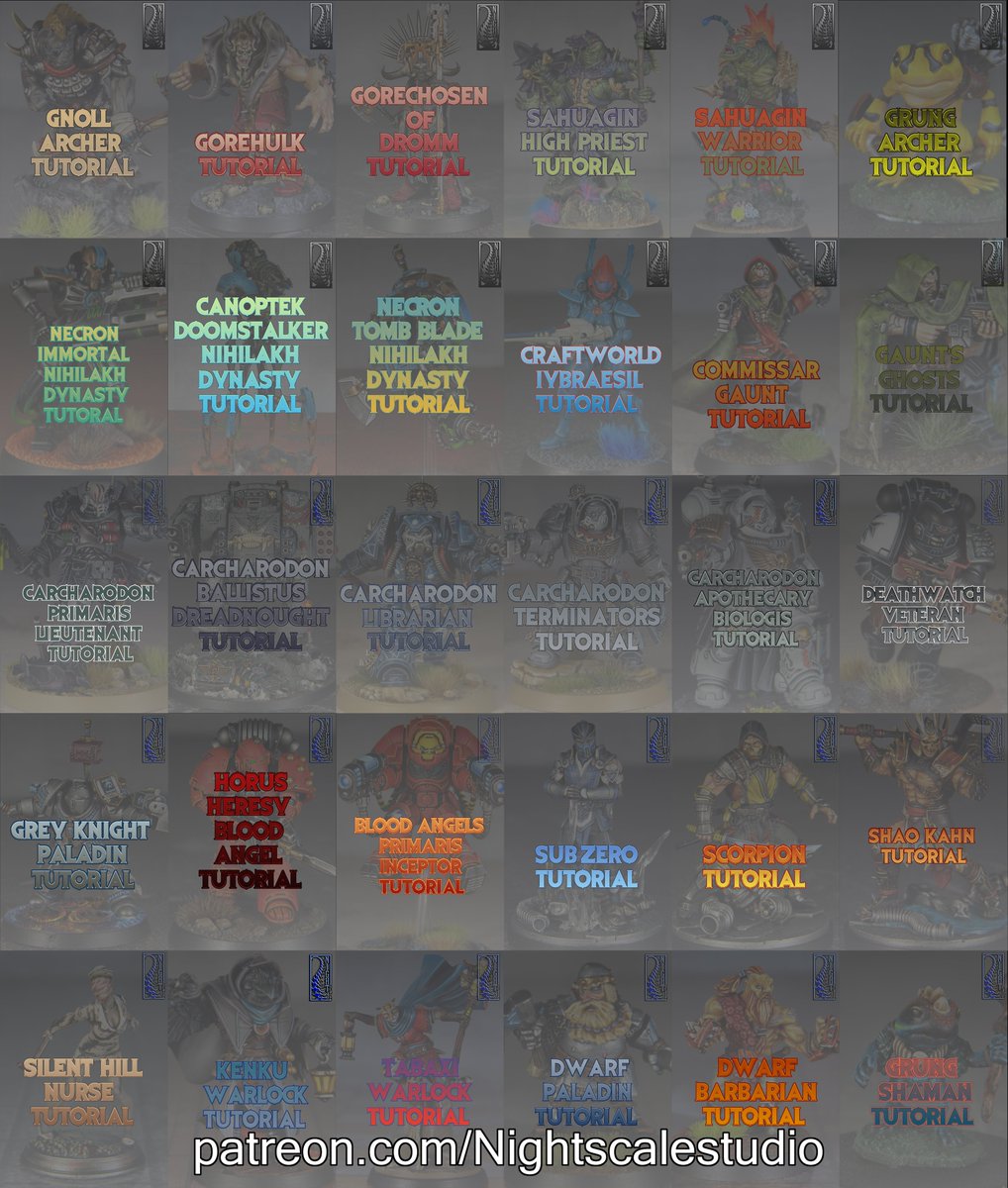 Nightscalestud1's tweet image. You can find more than 30 great tutorials on our Patreon. Nihilakh Dynasty, Carcharodons, Grey Knights, Deathwatch, Gaunt's Ghosts, Blood Angels, Mortal Kombat, DnD, and more. You can find all of this in PDF and PNG formats, for a subscription of only $3.
#WarhammerCommunity