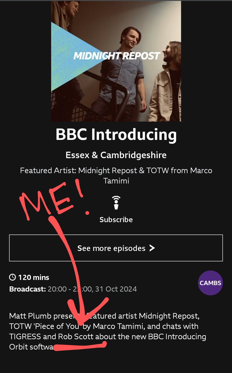 It took almost 8 years, but they're finally letting me on the radio! I'll be talking about Orbit, the literal best project I've ever worked on. From around 9pm tonight with <a href="/amattplumb/">Matt Plumb</a> on <a href="/bbcintroducing/">BBC Music Introducing</a> <a href="/BBCEssex/">BBC Essex</a> and <a href="/BBCCambs/">BBC Cambridgeshire</a>, or <a href="/BBCSounds/">BBC Sounds</a>.
