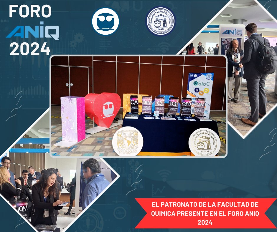 PatronatoAc's tweet photo. En el #ForoANIQ 2024 expertos de diversas organizaciones se reunieron para compartir perspectivas sobre el papel transformador de la industria química, el Patronato de la Facultad de Química y la Facultad participaron con un stand 
 y reafirmaron su compromiso con la industria. https://t.co/Q85DvokM5Z