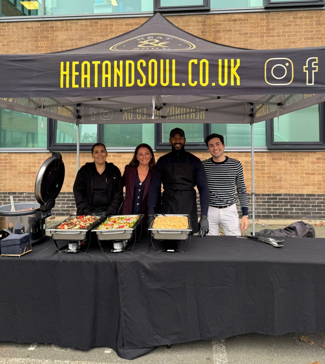 ACS_AIRCHARTER's tweet photo. In honour of Black History Month, our Diversity and Inclusion committee have decorated #ACSLON with informative posters, arranged delicious treats from Puff Fusion, and authentic Caribbean dishes from The Heat &amp; Soul food truck, for everyone at our London HQ! https://t.co/tjUVAIZ8X4