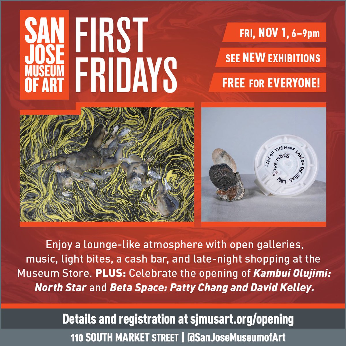 sanjosejazz's tweet photo. Celebrate the opening of two exhibitions this First Friday at @sjmusart, and join them for Community Day: Día de los Muertos this Saturday -- all FREE!
#sjz #sjma https://t.co/We1J8CYeHT