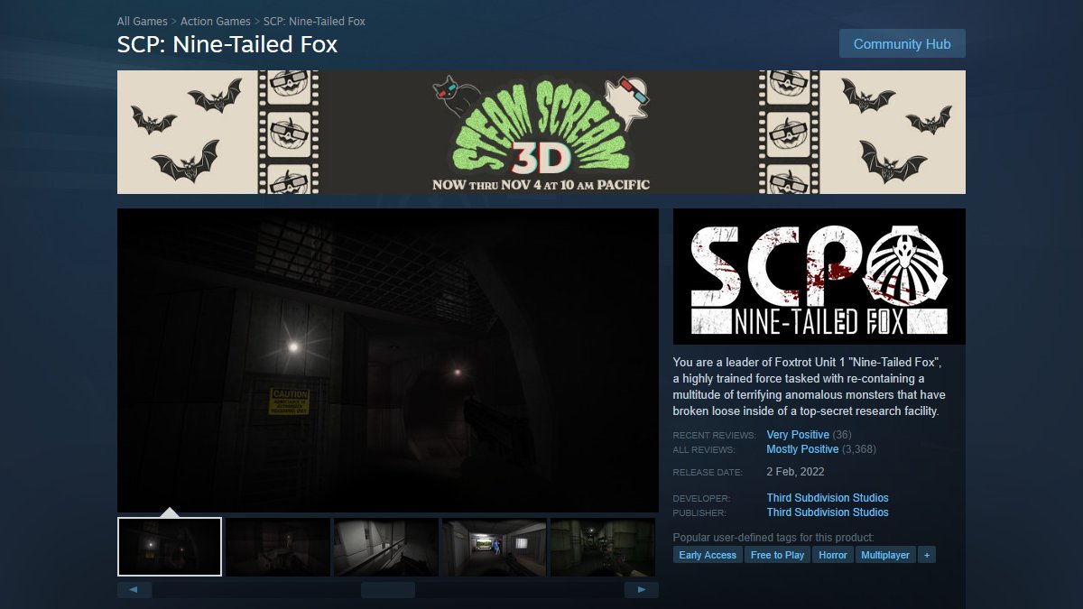 TSS_Games's tweet image. We’re also thrilled to announce that SCP: Nine-Tailed Fox is officially part of Steam Scream Fest! 🎃

Face the terrifying anomalies of the Foundation in all their Halloween horror. Explore the depths and survive the unknown. 👀

#SteamScreamFest #SCPNineTailedFox