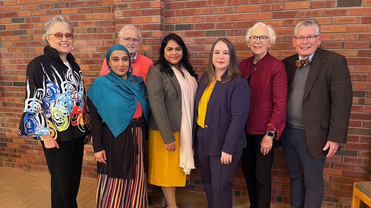 AugsburgU's tweet photo. At this fall's Batalden Convocation, Augsburg faculty Iva Patel, Shayna Sheinfeld, and Najeeba Syeed reflected on resources from Hinduism, Judaism, and Islam that support and empower survivors of trauma. It was an honor to come together and discuss these topics in this space. https://t.co/wWcRLCjFQZ