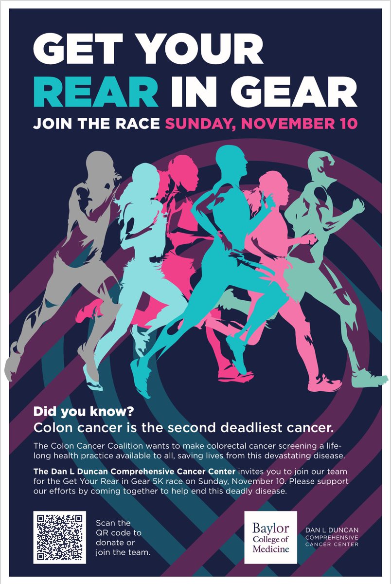 BCM Surgery OPD (@bcm_surgeryopd) on Twitter photo Get Your Rear in Gear 5K race on Sunday, November 10. Please support our efforts by coming together to help end this deadly disease.  
 
Date: Sunday, November 10, 2024
Location: Constellation Field 1 Stadium Dr, Sugar Land, TX 77498 Get Your Rear in Gear 5K race on Sunday, November 10. Please support our efforts by coming together to help end this deadly disease.  
 
Date: Sunday, November 10, 2024
Location: Constellation Field 1 Stadium Dr, Sugar Land, TX 77498