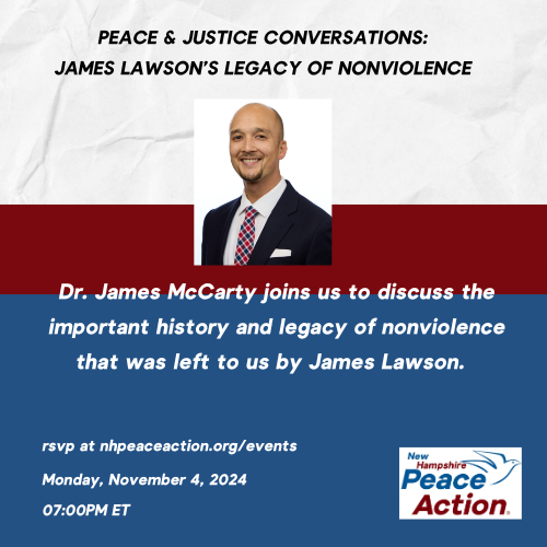 NHPeaceAction's tweet photo. Dr. James McCarty joins us to discuss the important history and legacy of nonviolence that was left to us by James Lawson.
https://t.co/CssPfIH7AF https://t.co/RzSJQ5Exnu