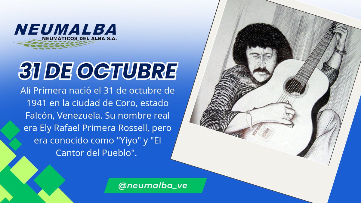 Alí Primera nació el 31 de octubre de 1941 en la ciudad de Coro, estado Falcón, Venezuela. Su nombre real era Ely Rafael Primera Rossell, pero era conocido como "Yiyo" y "El Cantor del Pueblo".