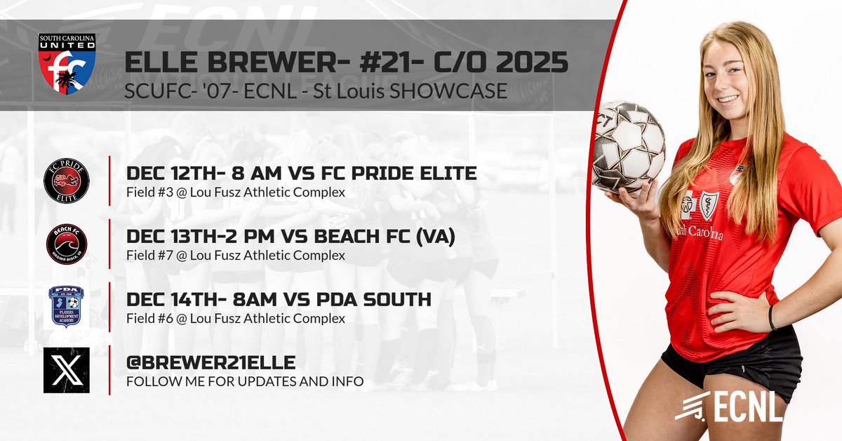 ⭐️<a href="/ECNLgirls/">ECNL Girls</a> #ECNLSTLOUIS Schedule Release⭐️  🔴🔵⚪️ 
  <a href="/ECNLgirls/">ECNL Girls</a>  <a href="/tikitakaklu/">Tomasz Kluszczynski 🇵🇱/🇺🇸</a> <a href="/TannerOsborne27/">Tanner Osborne</a> <a href="/TopDrawerSoccer/">TopDrawerSoccer</a> <a href="/ImCollegeSoccer/">College Soccer Truth ™</a> <a href="/PrepSoccer/">Prep Soccer ⚽️</a> <a href="/ECNLSoutheast/">ECNL Southeast Girls</a> <a href="/TopDrawerSoccer/">TopDrawerSoccer</a>  <a href="/ImYouthSoccer/">ECNL/GA/Recruiting/College Soccer</a> <a href="/SCUnited_FC/">SC United FC</a> <a href="/WinthropWSoccer/">Winthrop Women's Soccer</a>