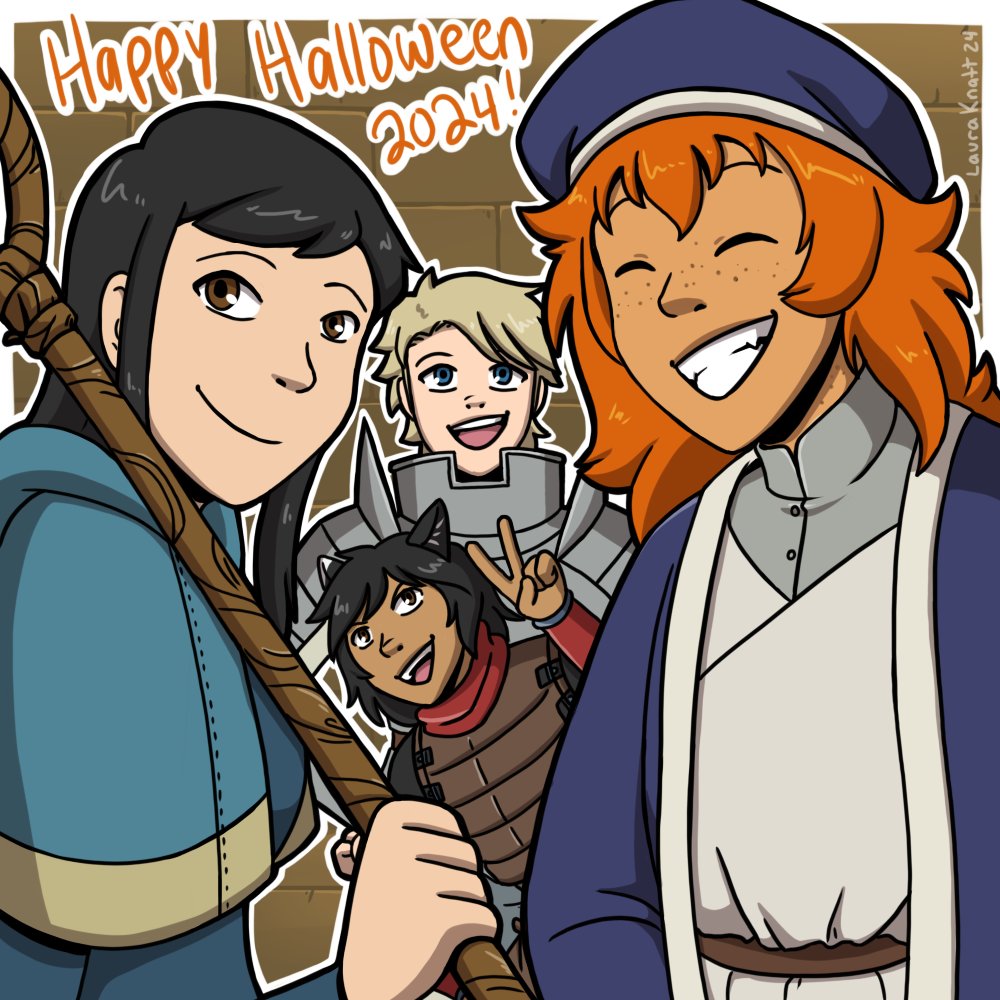 Happy Halloween!! My OCs from my upcoming webcomic Falling Star have dressed as characters from Delicious in Dungeon this year. :D