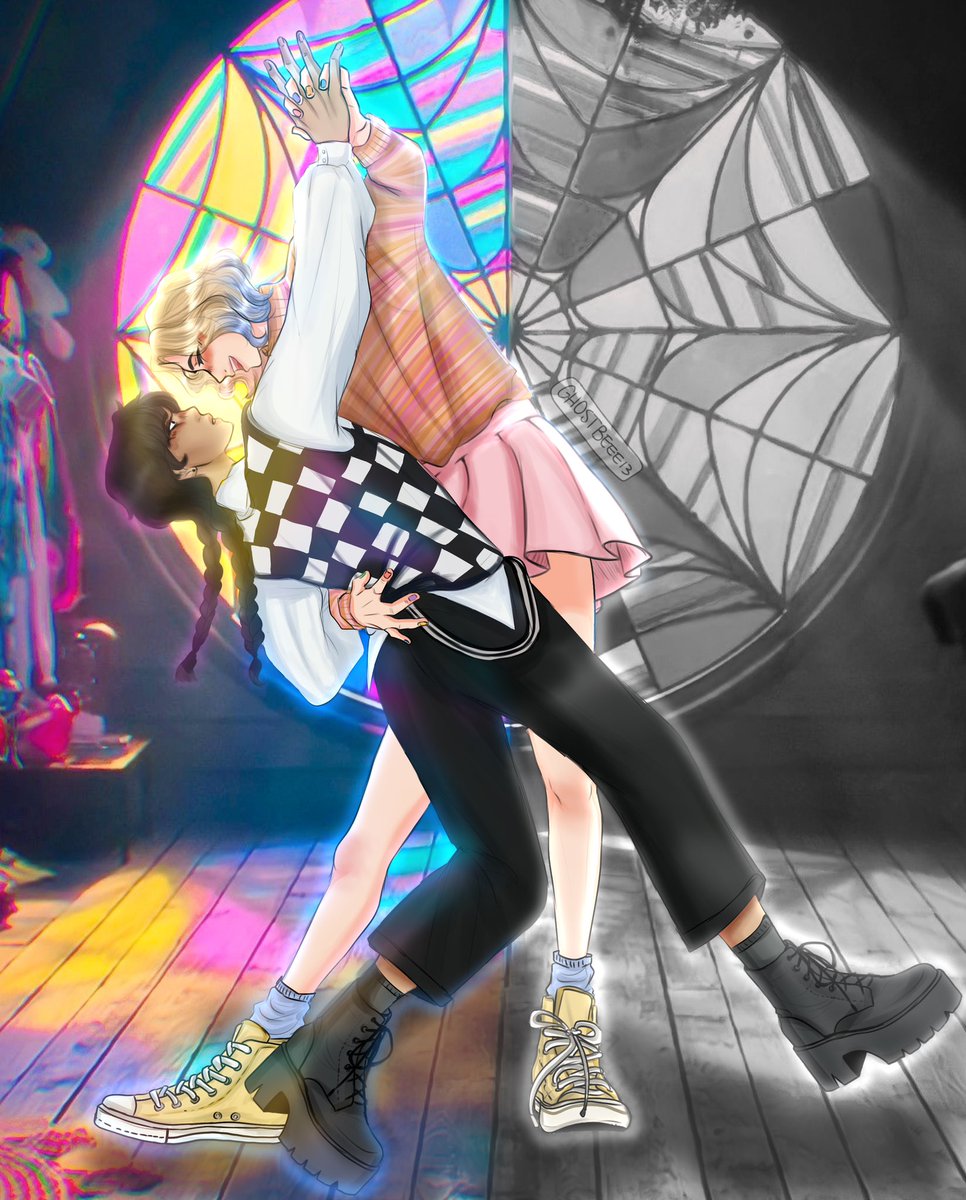 Happy Halloween! As a treat, here is the colored version of Wednesday’s birthday drawing 🎃🍁🍂

#Wednesday #wenclair #enidsinclair