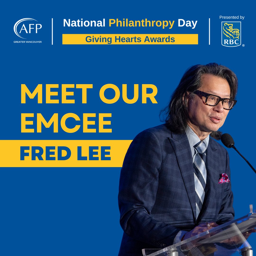 The incredible <a href="/FredAboutTown/">Fred Lee</a>, Vancouver’s own “Man About Town,” will host AFP Greater Vancouver’s National Philanthropy Day &amp; Giving Hearts Awards, presented by <a href="/RBC/">RBC</a>, on November 15, 2024.

Get your tickets now: loom.ly/bvZJxtI