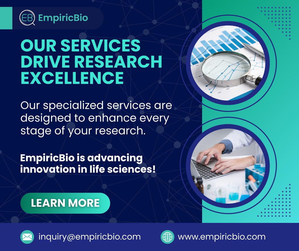 EmpiricBio's tweet photo. How EmpiricBio’s Services Drive Research Excellence 🔍

EmpiricBio’s specialized services are designed to enhance every stage of your research journey. From Literature Reviews that build a solid foundation to Medical Writing that communicates your findings effectively, we’re committed to advancing innovation in healthcare.

#ResearchExcellence #HealthConsulting #MedicalWriting