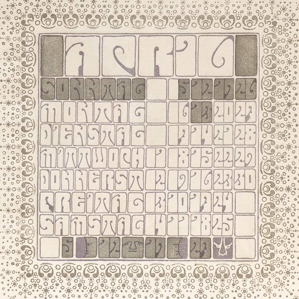 Lett_Arc's tweet photo. Wes Wilson, posters for concerts at the Fillmore Auditorium, San Francisco, 1966–67, and Alfred Roller (lettering), Ver Sacrum Kalender, Austria, 1903. https://t.co/aWNqmd65jl