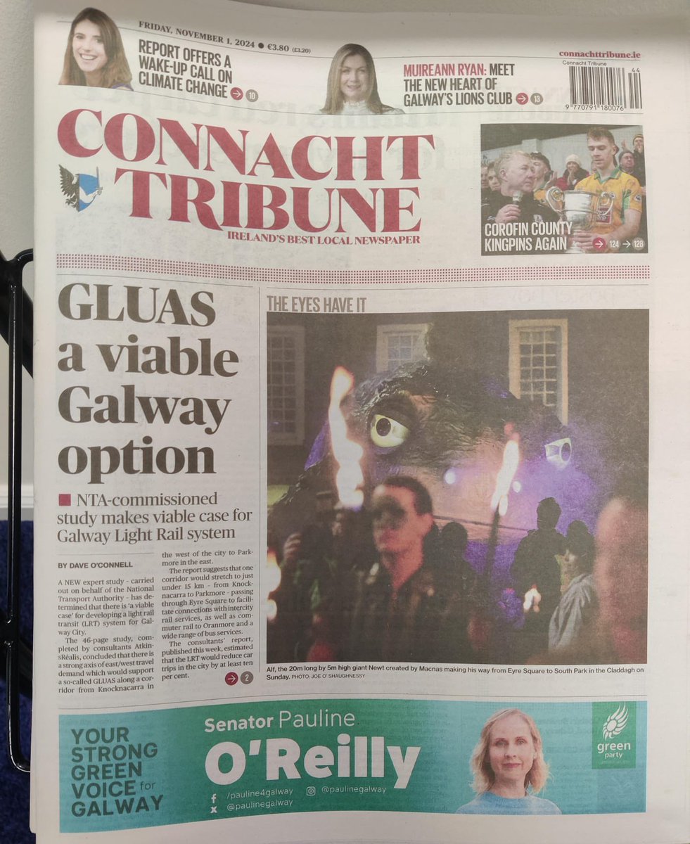 Senator Pauline O'Reilly (@paulinegalway) on Twitter photo Galway is alive with chatter about the massive potential for light rail. We put the feasibility study into the PfG and if we get back into government we propose to spend half of the apple tax money on transport, and the Gluas is part of that #greensingovernment <a href="/CTribune/">Connacht/CityTribune</a> Galway is alive with chatter about the massive potential for light rail. We put the feasibility study into the PfG and if we get back into government we propose to spend half of the apple tax money on transport, and the Gluas is part of that #greensingovernment <a href="/CTribune/">Connacht/CityTribune</a>