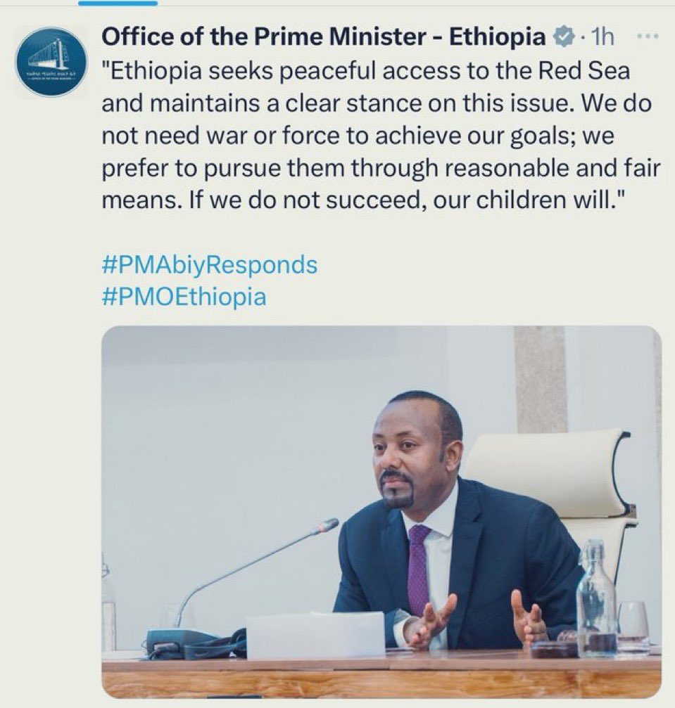 Deterrence is a strong diplomatic tool. 

Good to see Abey finally coming to his senses. 

Bal maxaa saas kuu diiday marka hore. 

#NotAnInch