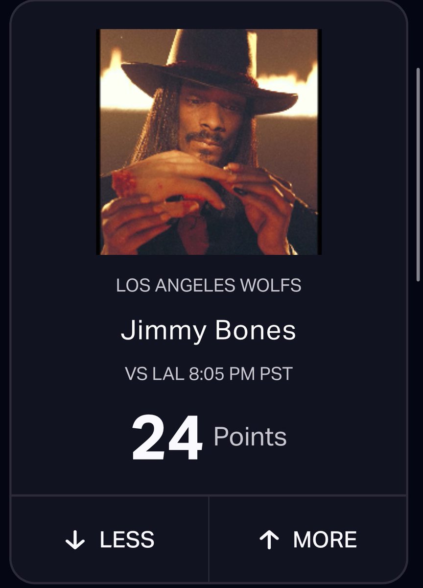 igottheshoeplug's tweet photo. @PrizePicks . @SnoopDogg as Jimmy Bones over 24 points 🔥🔥🔥🔥 https://t.co/4BVn5arKeD