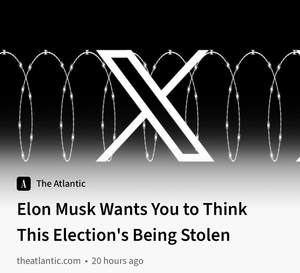 Smashing_App's tweet photo. "X is also experimenting with other algorithmic ways to surface rumors and discredited election news. The platform recently launched a new AI-powered “stories for you” feature, which curates trending topics without human review and highlights them prominently to selected users." 
@cwarzel 's latest for @TheAtlantic  on @elonmusk and this very platform is one of today's most upvoted reads on Smashing