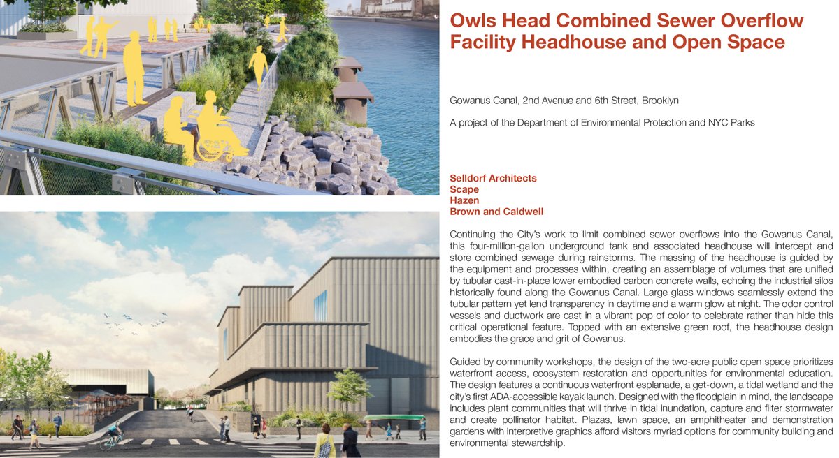 DEP is thrilled to accept the <a href="/nycpublicdesign/">NYC Public Design Commission</a> award for excellence in design with our partners at @nycparks for our work in Gowanus! The project will meet environmental goals for the Gowanus Canal and provide 2 acres of public waterfront open space.