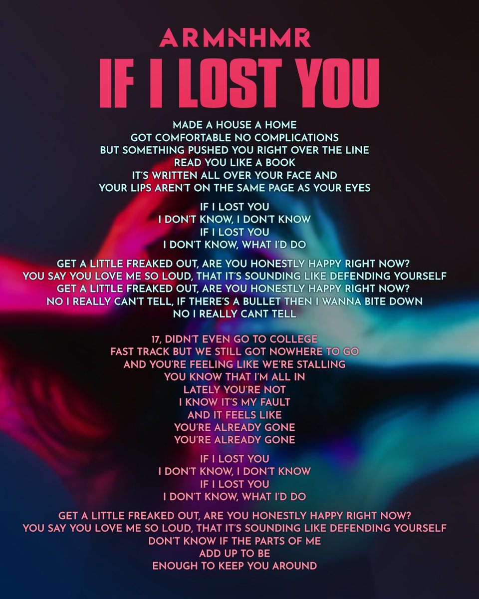 ARMNHMR's tweet photo. IF I LOST YOU IS OUT NOW!!! to be honest, this is one of our favorite songs we’ve ever written. it’s a powerful song about love and uncertainty. love to our OG ARMNHMR fans I know you guys have been waiting for one like this for a long time. 

https://t.co/VsQDpjGDkZ https://t.co/VEHIInUXFA
