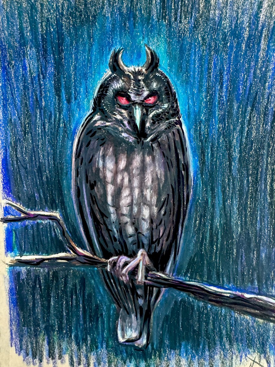 NDeStefano's tweet photo. #OctoberAnimals Day 31 - Stygian Owl
Aka: Devil’s Owl 

Last one! I’m so relieved. Happy Halloween 🦉👹 https://t.co/p0ISJKpzlk