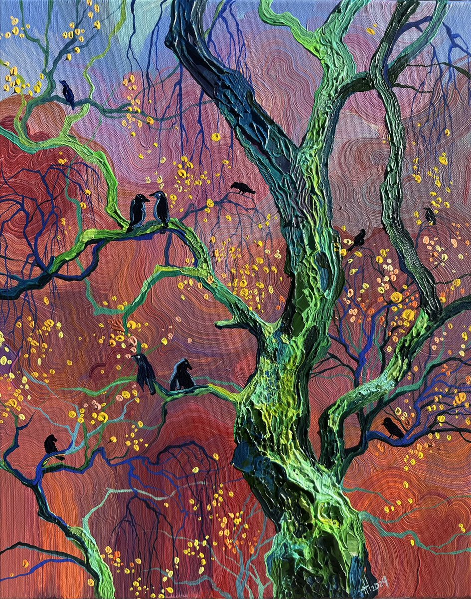 acrylic, canvas 40*50 cm "gatherings to the south"