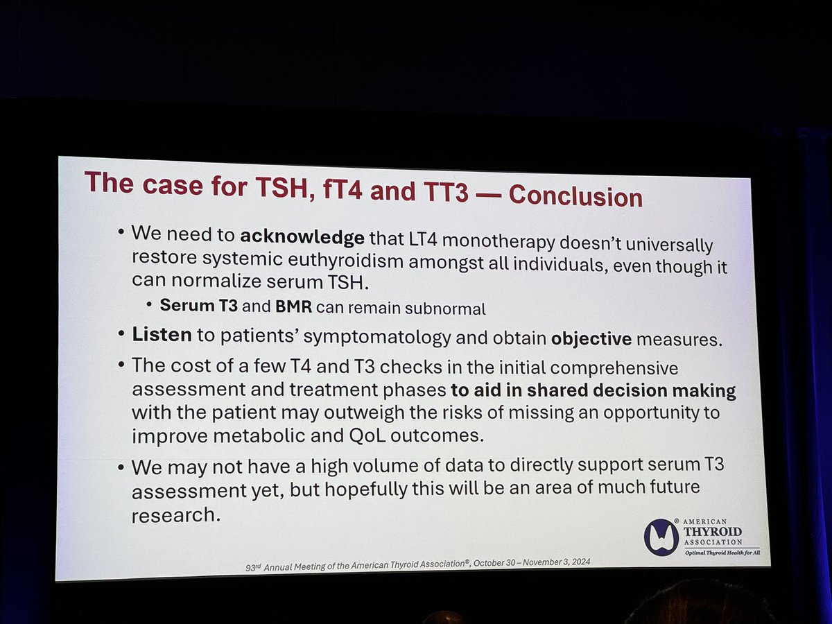 Kaniksha Desai (@kanikshadesai) on Twitter photo Great debate on if TSH testing alone is appropriate for hypothyroid patients. Discussion on the benefits and impact of testing T3 on the QOL for thyroid patients by <a href="/LizzyMcAninchMD/">LizzyMcAninchMD</a> #2024ATA Great debate on if TSH testing alone is appropriate for hypothyroid patients. Discussion on the benefits and impact of testing T3 on the QOL for thyroid patients by <a href="/LizzyMcAninchMD/">LizzyMcAninchMD</a> #2024ATA