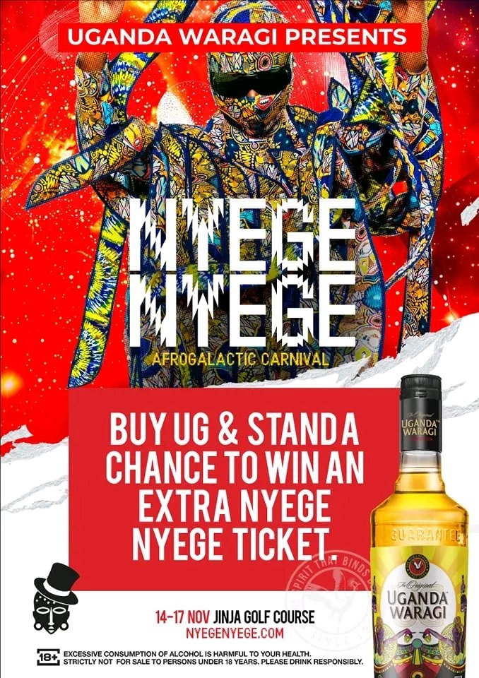 The Spirit that binds us is back again with yet another big experience like no other at this year’s Nyege Nyege.
Get ready to enjoy unlimited time with the spirit of Uganda.
#DrinkResponsibly18