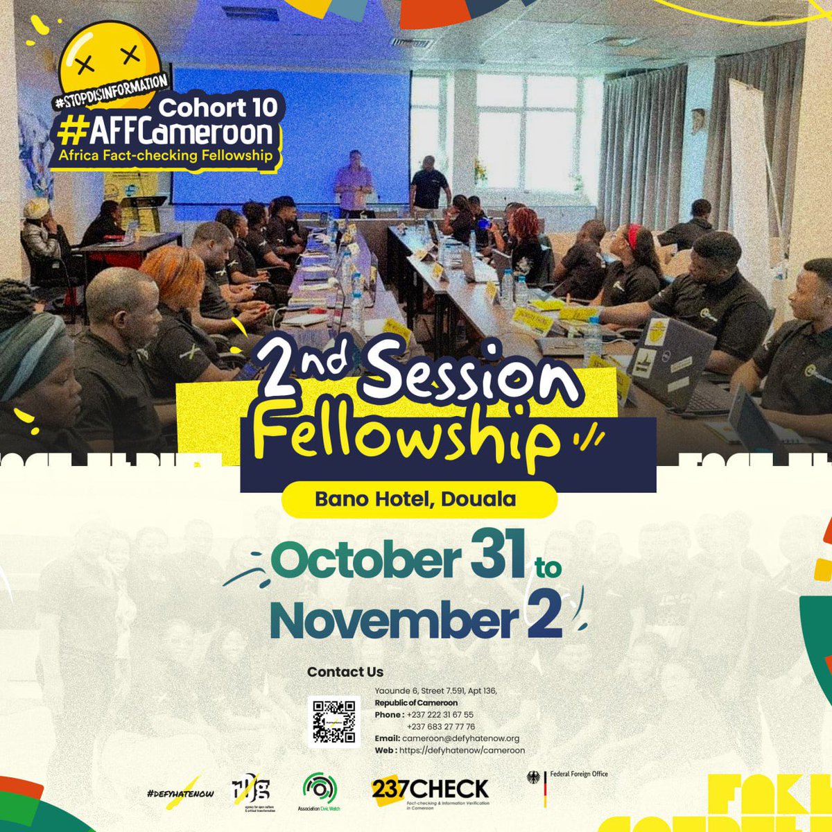 DefyhatenowWCA's tweet photo. From today the #AFFCameroon cohort 10 fellows gather in Douala for their 2nd session in a 3 day workshop to discuss the importance of media literacy amongst others & how to prebunk and debunk information especially in this ever evolving digital world.
#MILWeek
#ThinkB4UClick https://t.co/f5dRmYxjSS