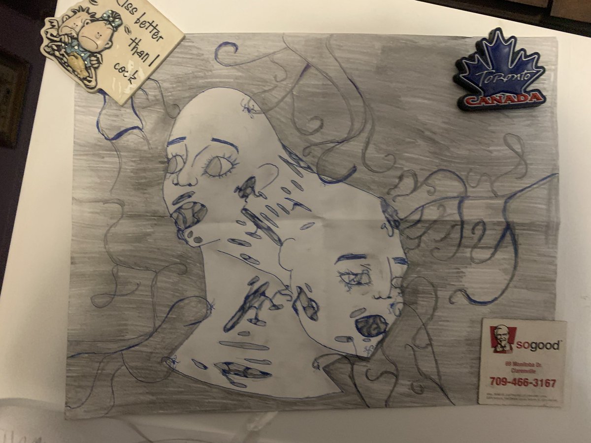 WhimsiDoesThing's tweet image. Here some more art it’s a bit old buuuut here ya go 
#art #drawing #twoheads #women #conjoined