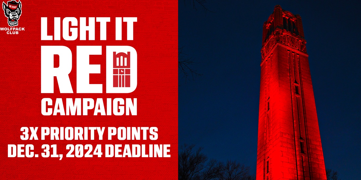 The Light It Red Campaign is live for 2024!

Now is your chance to support <a href="/PackAthletics/">NC State Athletics</a> and earn 3x priority points!

Learn More &amp; Donate: bit.ly/WPCLightItRed