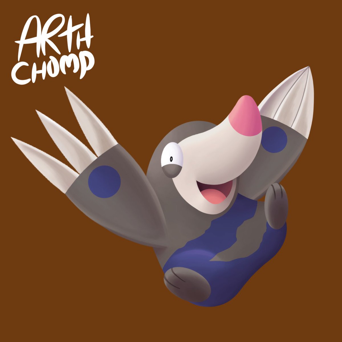 Pokémon Drilbur #pokemon #pokemonfanart #videogame #brown #blue #mole #monster #cute #art #digitalart #digital #ibispaintx #pokemonart #fanart #dibujo