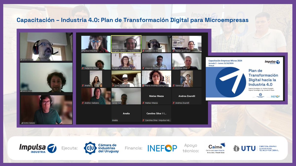 impulsa_ciu's tweet photo. 🔵Continuamos la #capacitación a 7⃣ #Micro empresas en tecnologías digitales para trazar la ruta hacia la manufactura avanzada, de la mano de expertos tecnológicos de #CAIME de @UTU_Uruguay.

Conocé más de nuestro servicio Plan de Transformación Digital➡️ https://t.co/CU0M21EQDX https://t.co/yOXnZW3DfS