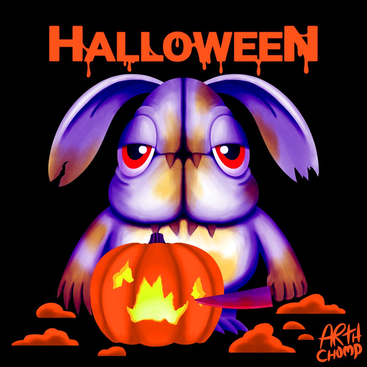 I wish you a terrifying Halloween.🎃🎃🔪
 #art #rabbit #bunny #drawing #dibujo #monster #horror #nightmare #doodle #animals #ibispaintx #adorable #blood #oc #halloween #festive #terror #halloween2024