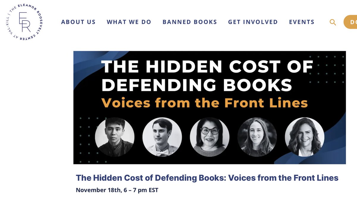 TXFReadomFighters (@freadomfighters) on Twitter photo Tune in Nov. 8 for this excellent panel from the Eleanor Roosevelt Center on the costs of defending books including our own <a href="/AASLpresident/">Becky Calzada</a> and <a href="/studentsengaged/">SEAT at the Table</a> <a href="/ALALibrary/">American Library Association</a>
ervk.org/virtualpanel/ Tune in Nov. 8 for this excellent panel from the Eleanor Roosevelt Center on the costs of defending books including our own <a href="/AASLpresident/">Becky Calzada</a> and <a href="/studentsengaged/">SEAT at the Table</a> <a href="/ALALibrary/">American Library Association</a>
ervk.org/virtualpanel/