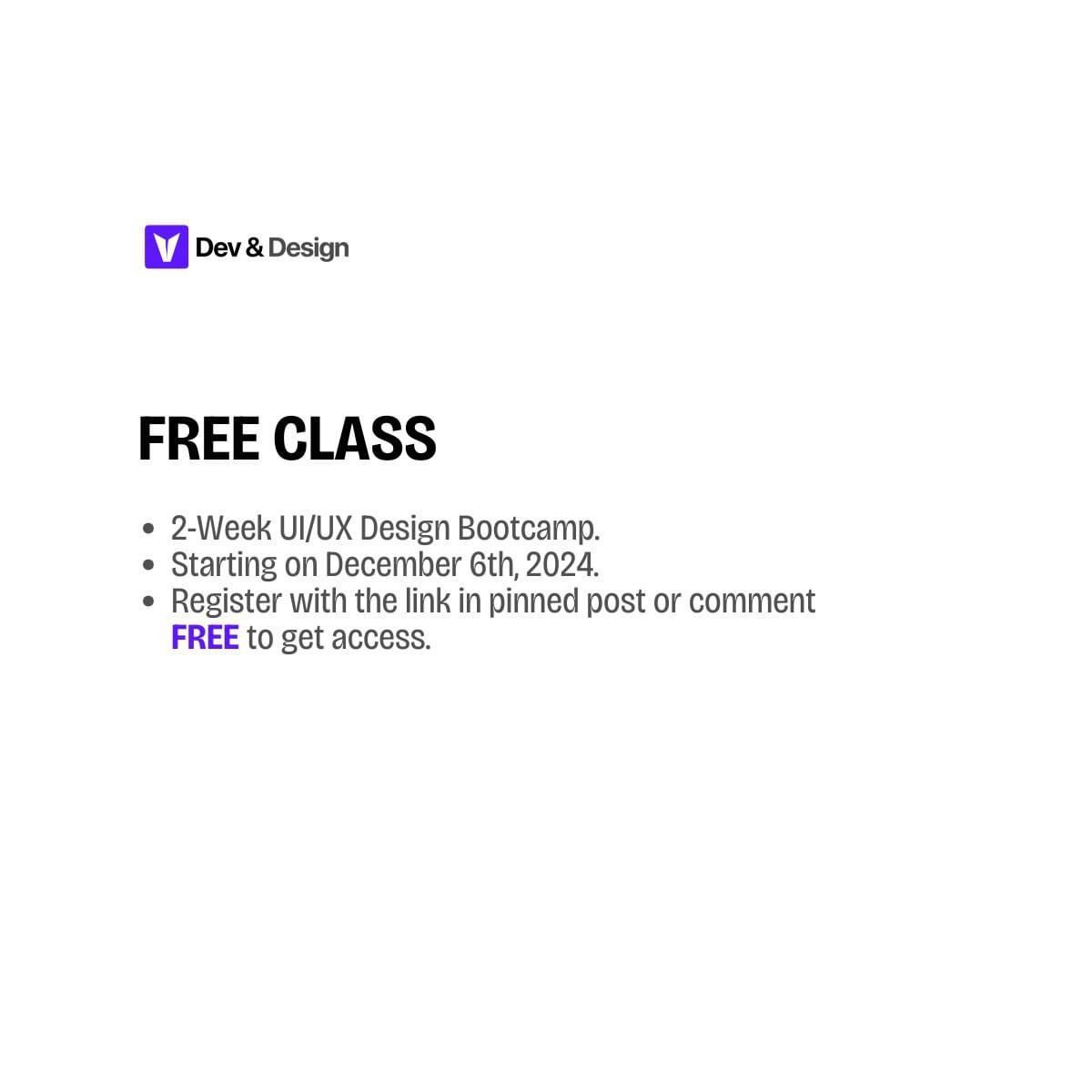 devanddesignhq's tweet image. Are you Interested in joining our 2025 UI/UX Design Bootcamp? Join our free class this December to get started.
comment FREE.