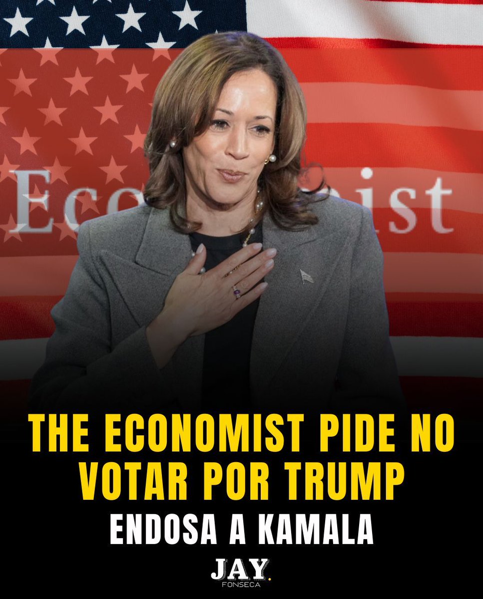 jayfonsecapr's tweet photo. 🇺🇸 A cinco días de las elecciones de Estados Unidos, el medio económico más prestigioso del mundo decidió hoy endosar la campaña de Kamala Harris.

🗳️En un escrito The Economist, advirtió a sus lectores que un segundo mandato de Trump tendría riesgos inaceptables.

📰 "Si The Economist no pudo prever tantas cosas en 2016, ¿por qué prestar atención a nuestra advertencia ahora? La respuesta es que hoy los riesgos son mayores. Y eso se debe a que las políticas de Trump son peores, el mundo es más peligroso y muchas de las personas sobrias y responsables que controlaron sus peores instintos durante su primer mandato han sido reemplazadas por verdaderos creyentes, aduladores y oportunistas", lee parte del escrito.

Fuente: The Economist

#Elecciones #USA