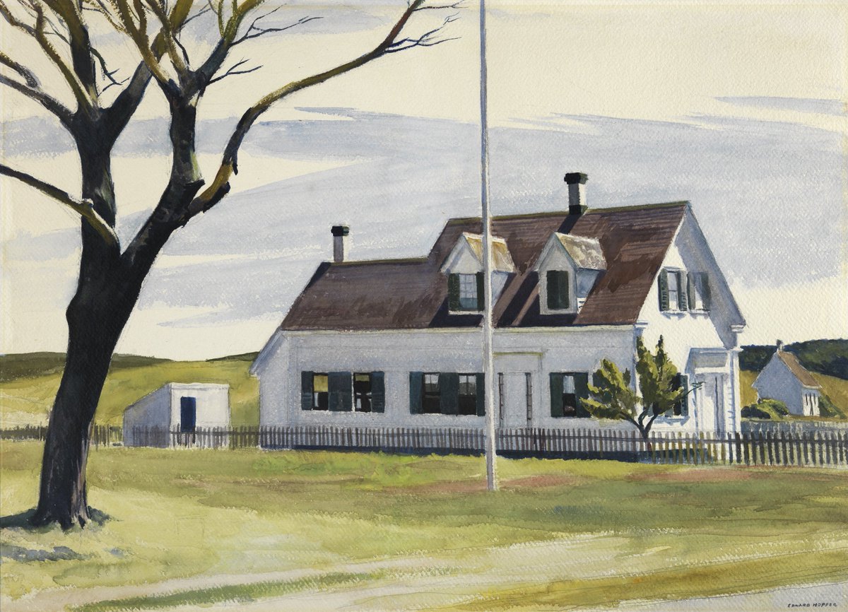 artisthopper's tweet photo. Dead Tree and Side of Lombard’s House - 1931 #artbots #hopper https://t.co/q0Z1z7Ijvb