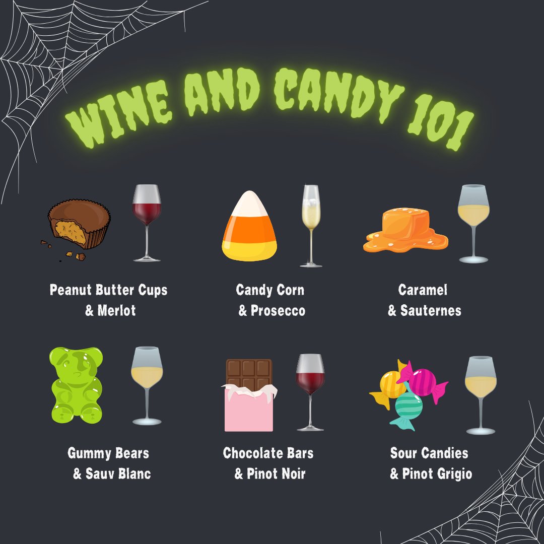 Wine pairs with everything, right? 🍬 

Here's how we'll be enjoying our Halloween candy. 🎃 👻