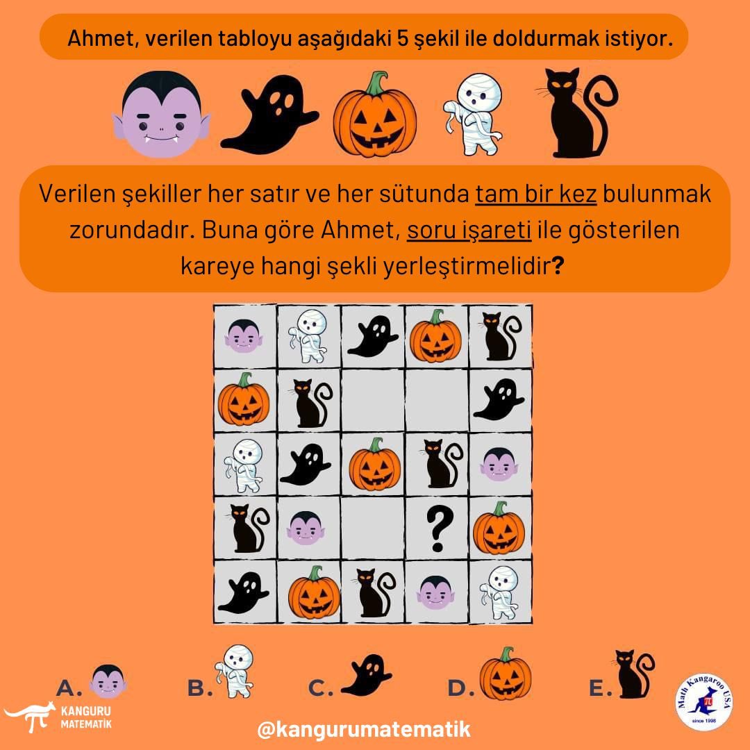 Günün sorusu… Soru işareti olan kareye hangi şekil gelmelidir?
<a href="/MathKanguru/">Kanguru Matematik TR</a>