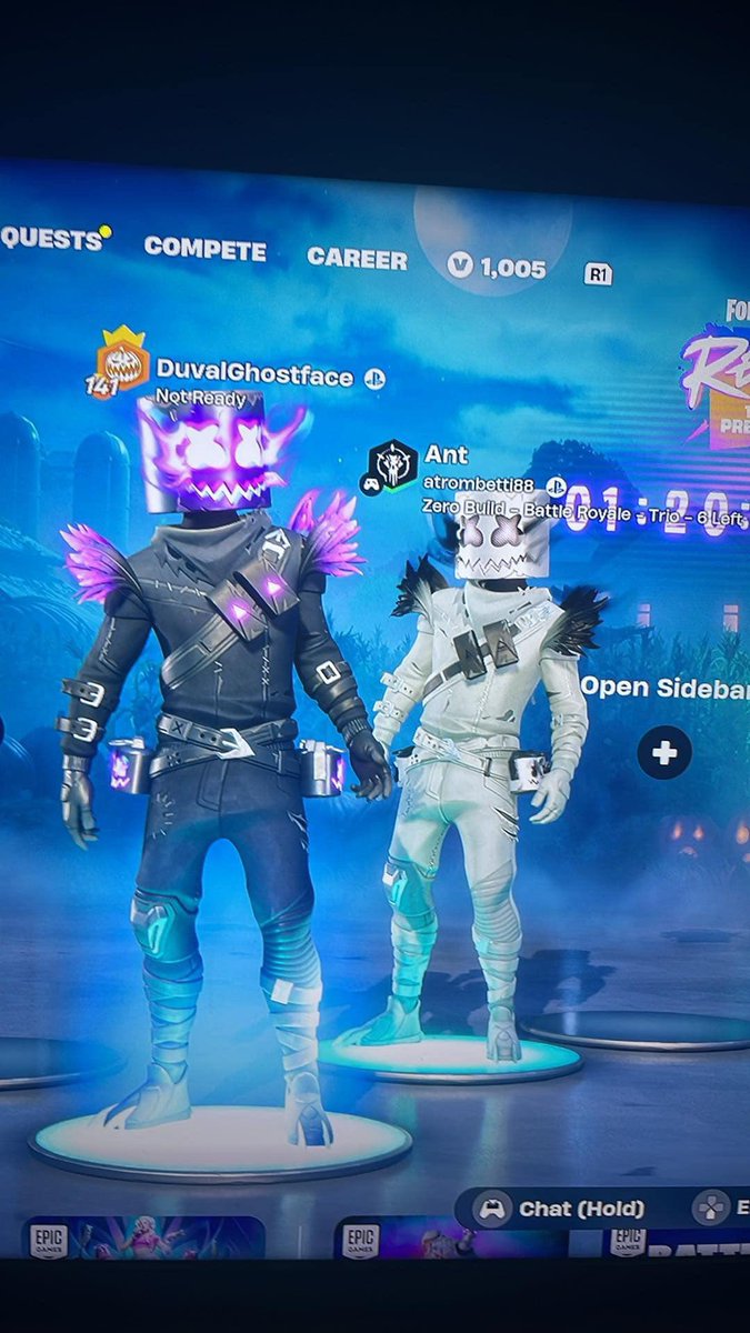 Kizirious_'s tweet photo. So nice I bought it thrice! Got the new @marshmello @FortniteGame Ravemello skin for myself, my daughter, AND one of my friends. https://t.co/A0fBNE25wP